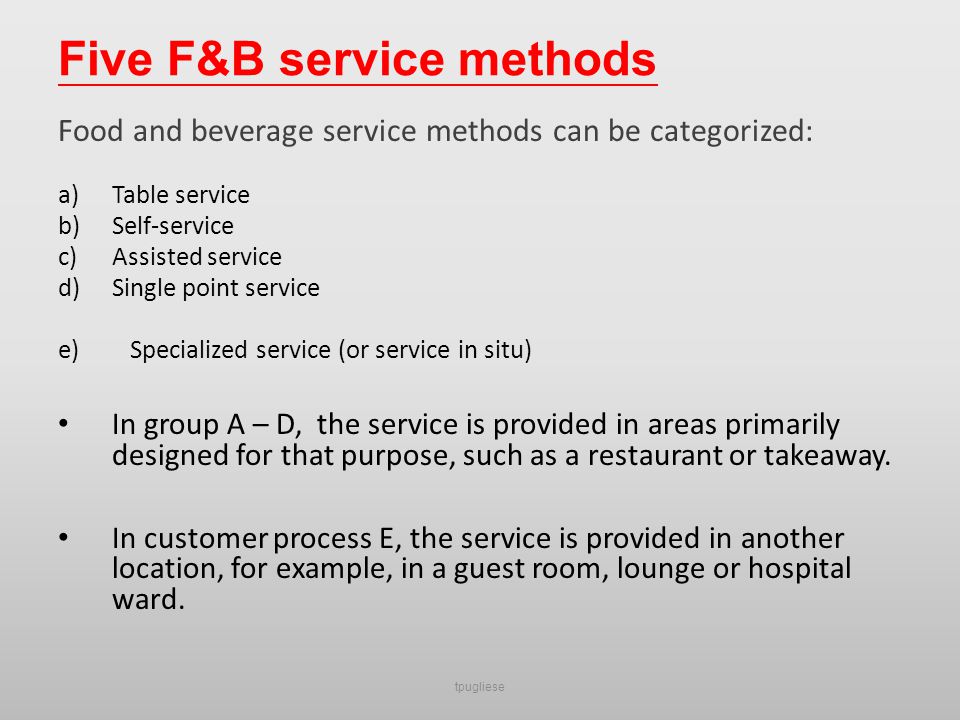 Food and beverage 2024 service methods